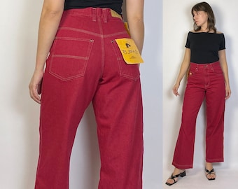 Vintage Y2K Dead Stock WIDE LEG Red Jeans! 31 Waist