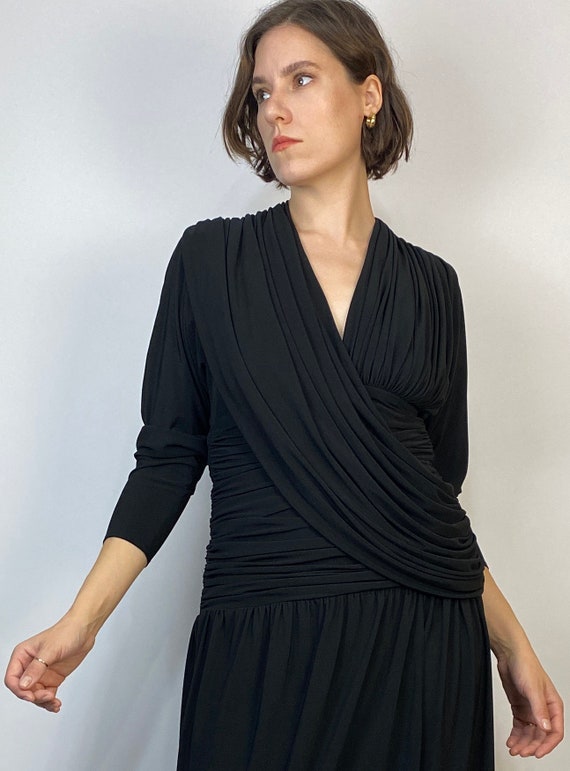 Vtg 80s ELEGANT DRAPED Dress! Medium - image 6