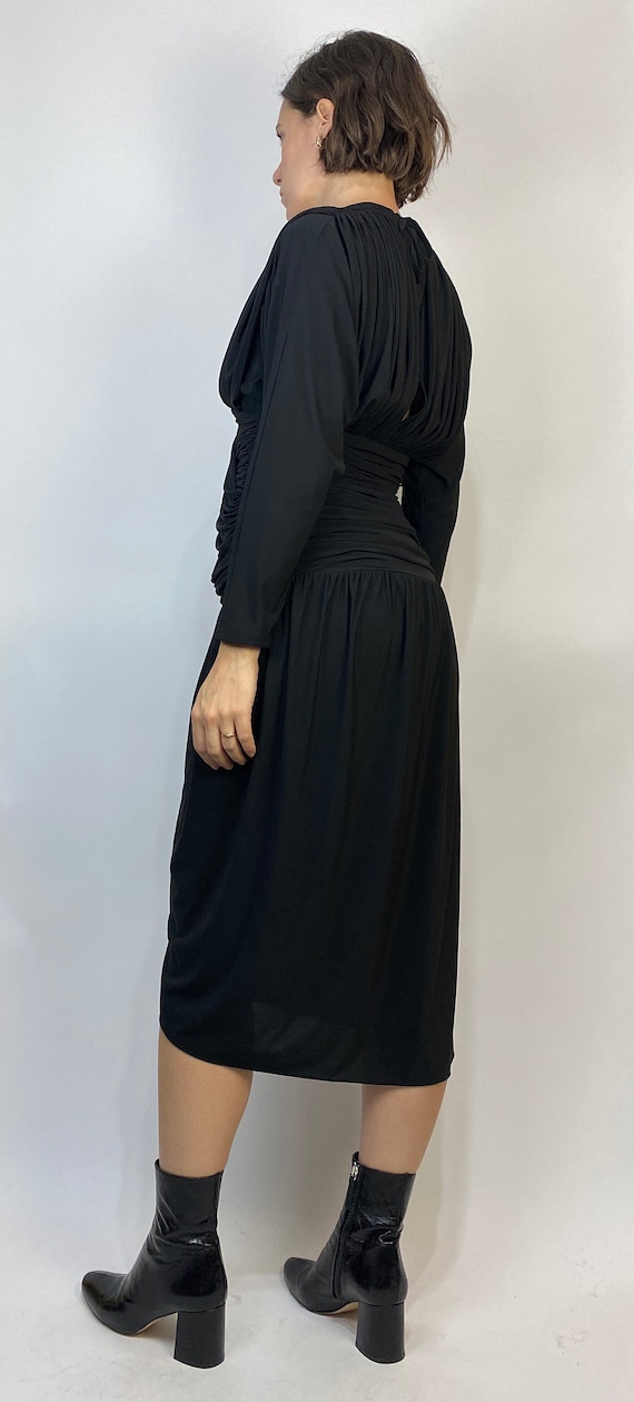 Vtg 80s ELEGANT DRAPED Dress! Medium - image 10