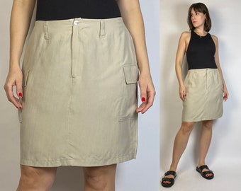 Fun Y2K Khaki Skirt With Side Zippers and Interesting Details. Size S M. Etsy