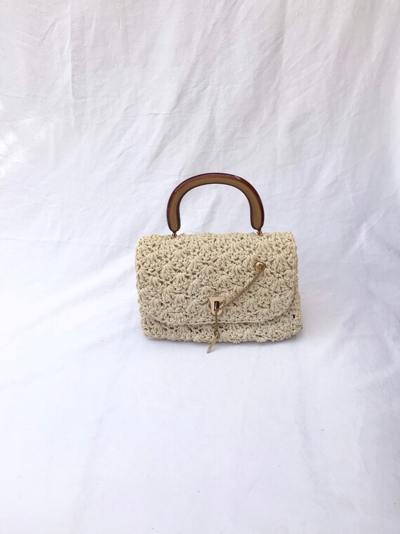 Vtg 60s Unique CROCHET CHAIN Bag!