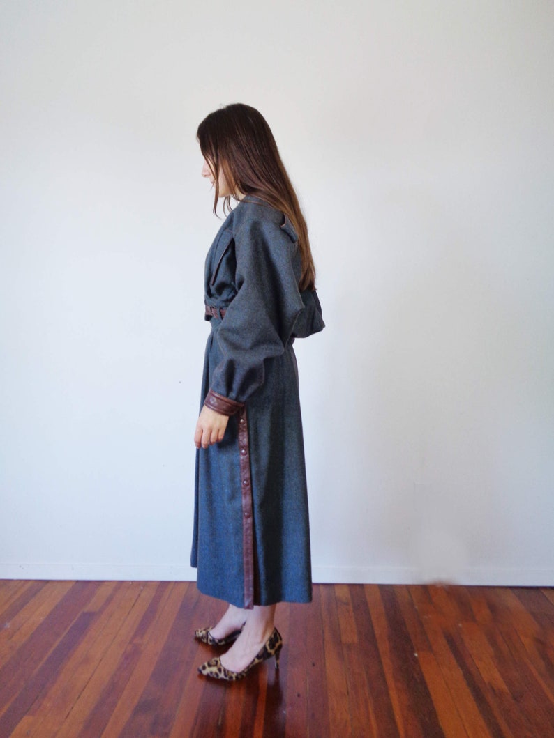 Small to Medium Vtg 80s ESCADA LEATHER /& TWEED Co-ord Set