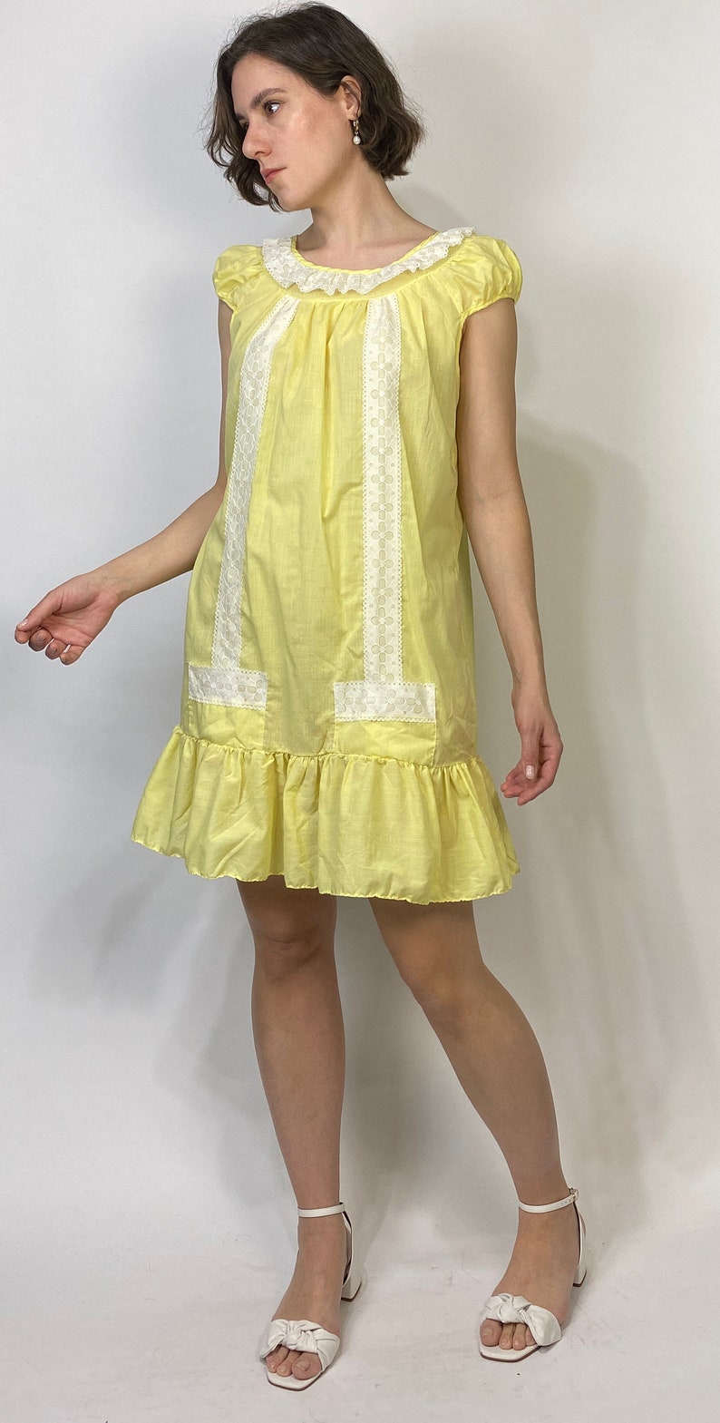 Vtg 60s BABYDOLL Frilly Nightgown DRESS One Size | Etsy