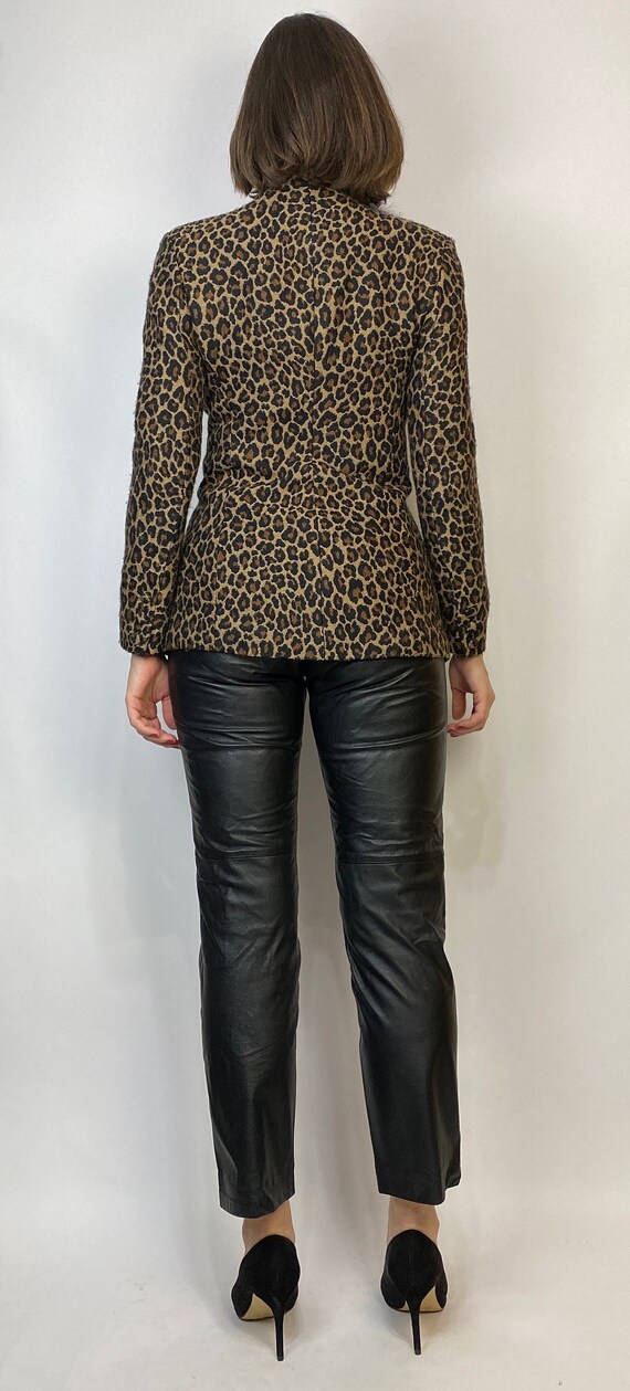 Vtg 80s Does 40s LEOPARD Jacket w MINK Collar! XS… - image 2