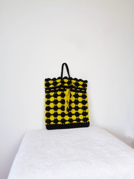 Vtg 70s GRANNY SQUARE Tote!