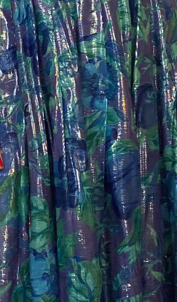 Vtg 90s METALLIC FLORAL Circle Skirt by April Cor… - image 8