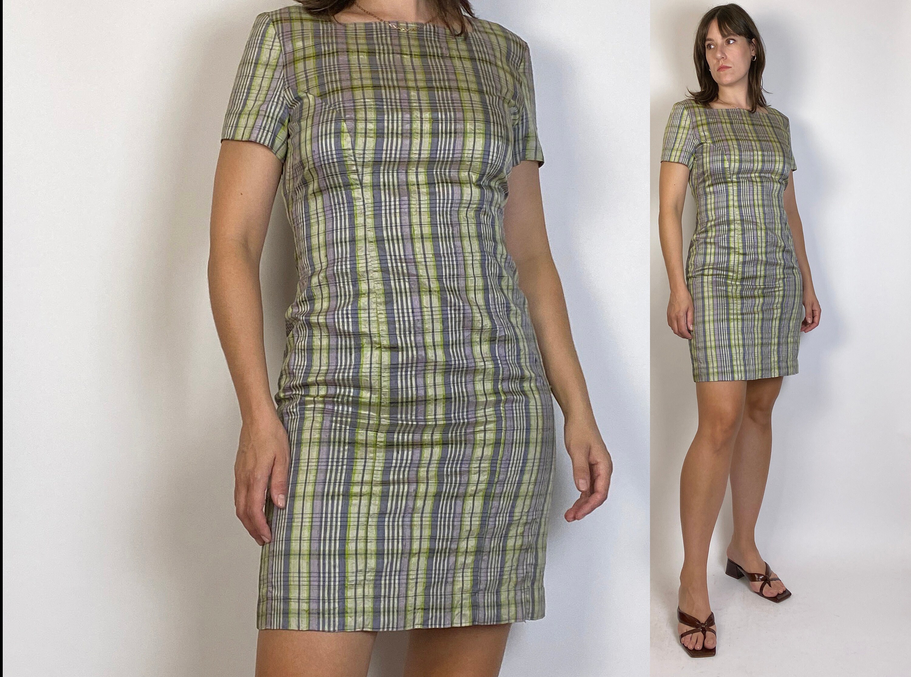 古着 ビンテージ シルク スカート デッドストック Vintage 90s RETRO Shantung SILK PLAID Mini Dress! Medium - Etsy