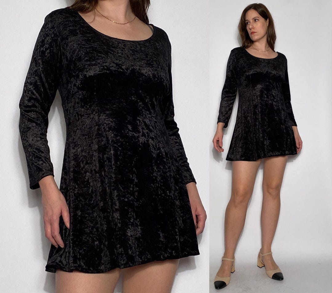 Vintage 90s Black BYER TOO! Triple Tier Empire Waist Sleeveless Mini Dress - 7