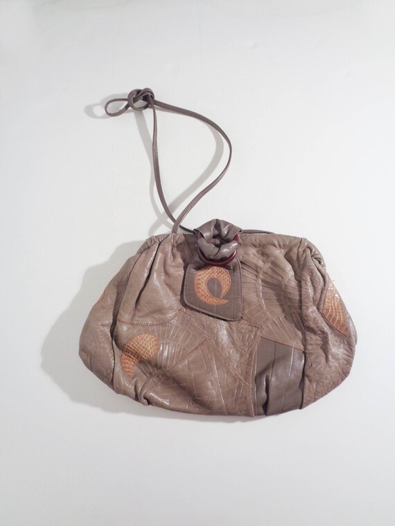 Vtg 80s LEATHER PATCHWORK Avant Garde Bag!