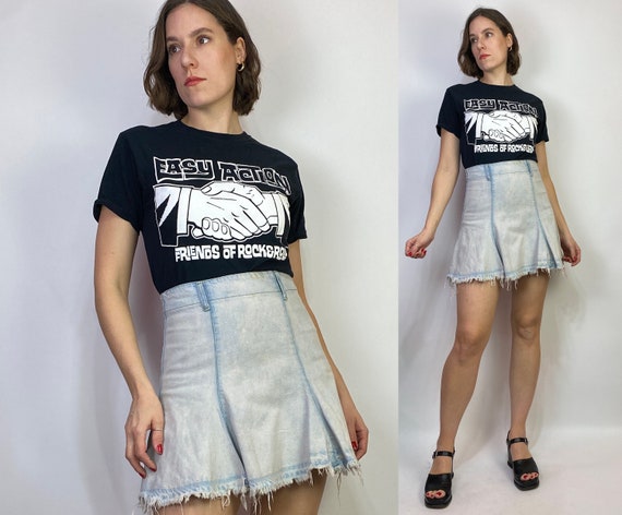 Vintage 80s ACID WASH Trumpet Mini Skirt! Small