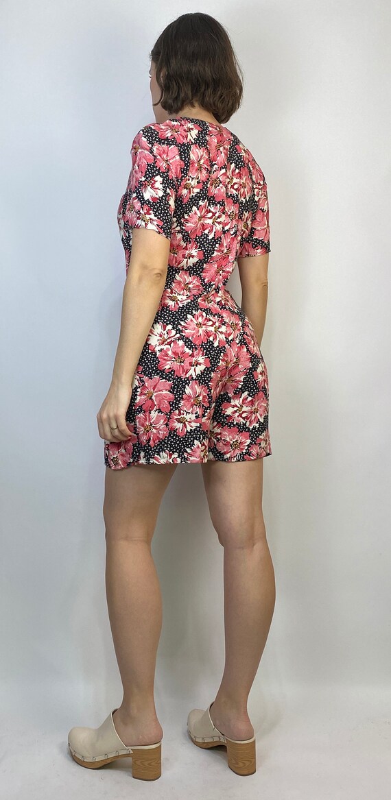 Vtg 80s FLORAL ROMPER! Medium to Large - image 2