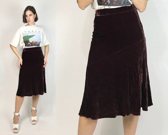 Vtg 90s does 30s Blackberry SILK VELVET Side Butto