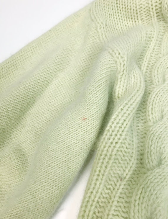 Vtg 80s ACID Green ANGORA PUFF Sleeve Sweater! Me… - image 9