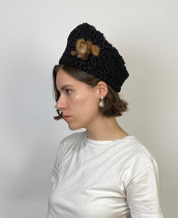 Vintage SCARLET EMPRESS Sheepskin Hat! - image 1