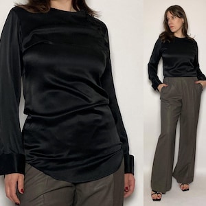 Vintage 1990s does 1930s Real SILK Tunic Blouse with BEADED Buttons! Small