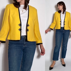 Vintage 1990s Cropped Yellow Blazer, Very Sade! Medium to Large