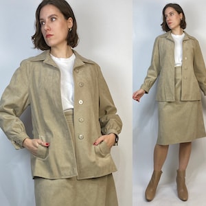 Vtg 70s PIERRE CARDIN Microsuede Skirt Suit! Medium to Large