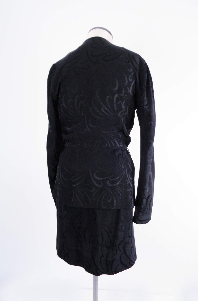Vtg 90s Black SILK PEPLUM Skirt /& Top by Liz Claiborne Small