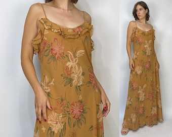 Vtg Y2K NWT Earthy Abstract FLORAL Gown! XL