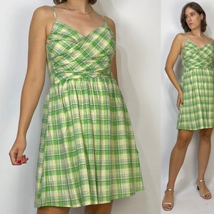 Vtg 90s FREDERICK&#39;S of HOLLYWOOD Plaid Wrap Dress! Small to Medium 29 Waist