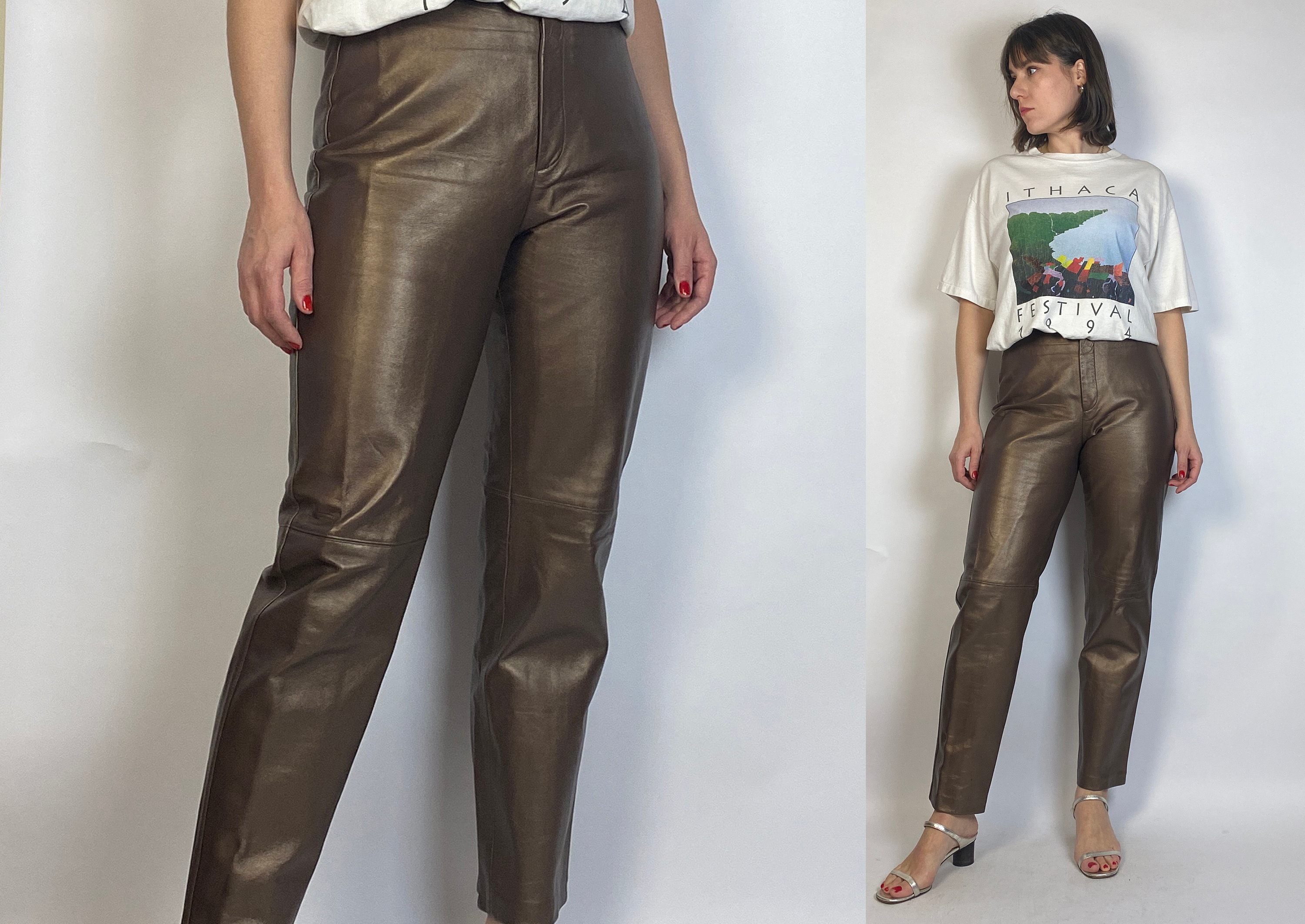 Y2k Leather Pants - Etsy Canada