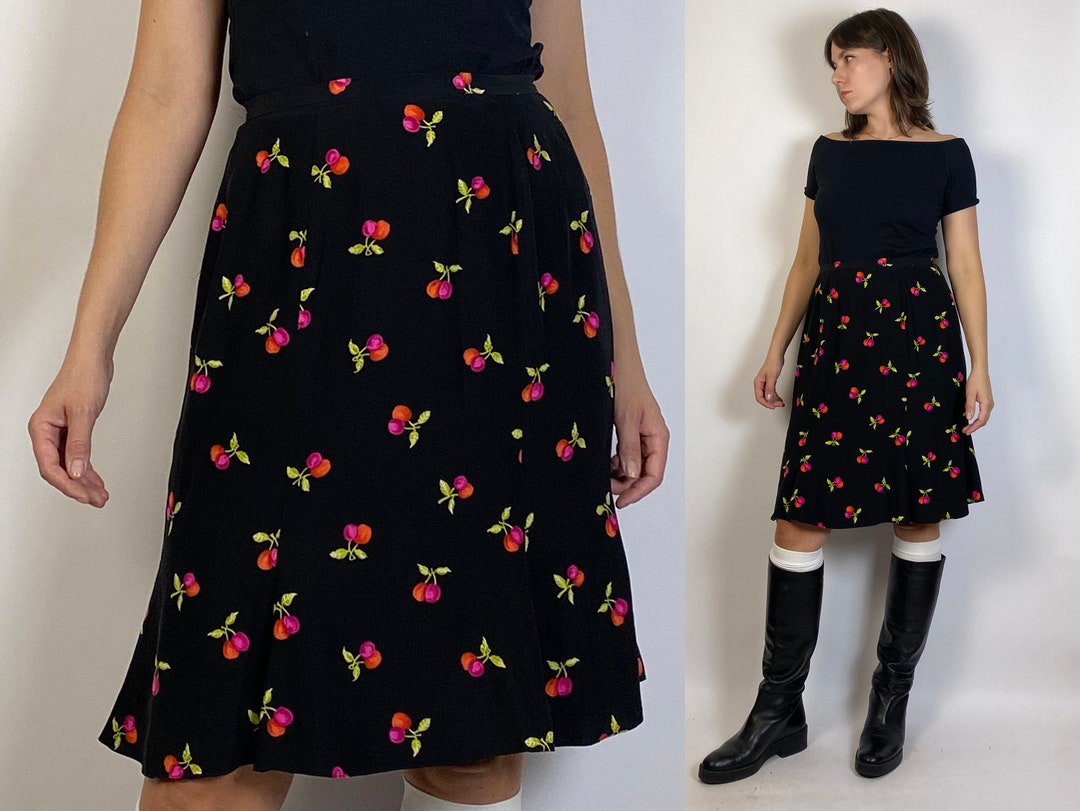 Y2K Cherry Lace Up Midi Skirt (XS/S)