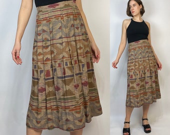 Vtg 90s High Waist Midi Skirt w DESERT Vibes! Large