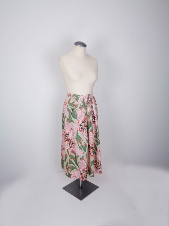 Vtg 80s TROPICAL Print Skirt! XS