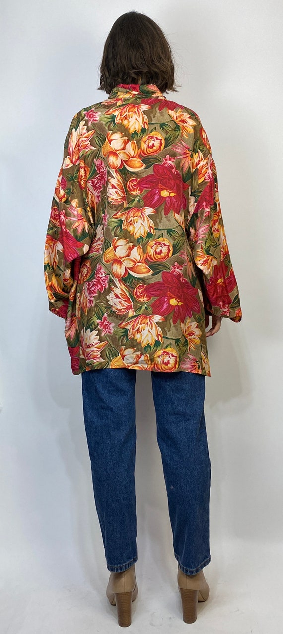 Vtg 80s SILK FLORAL Flowy Blouse! XL Plus - image 2