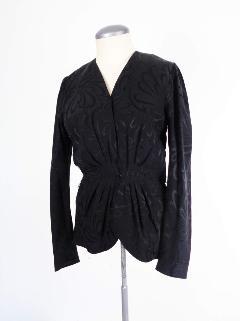 Vtg 90s Black SILK PEPLUM Skirt /& Top by Liz Claiborne Small