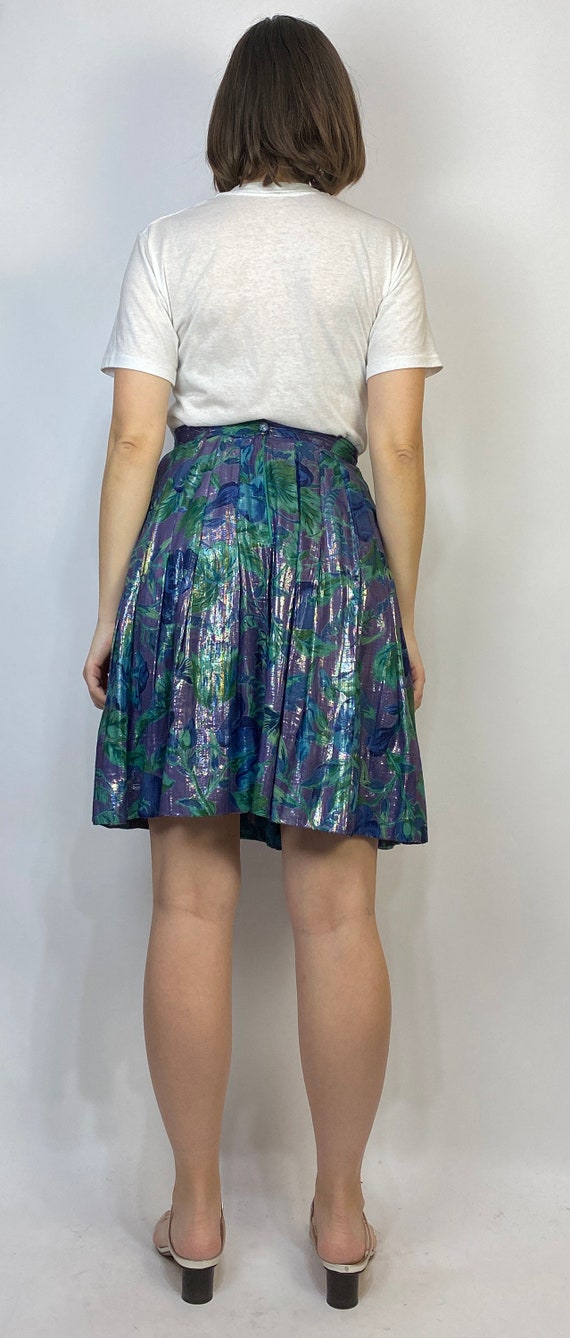 Vtg 90s METALLIC FLORAL Circle Skirt by April Cor… - image 5