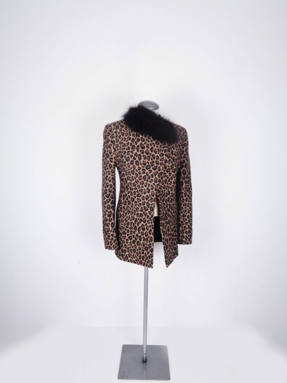 Vtg 80s Does 40s LEOPARD Jacket w MINK Collar! XS