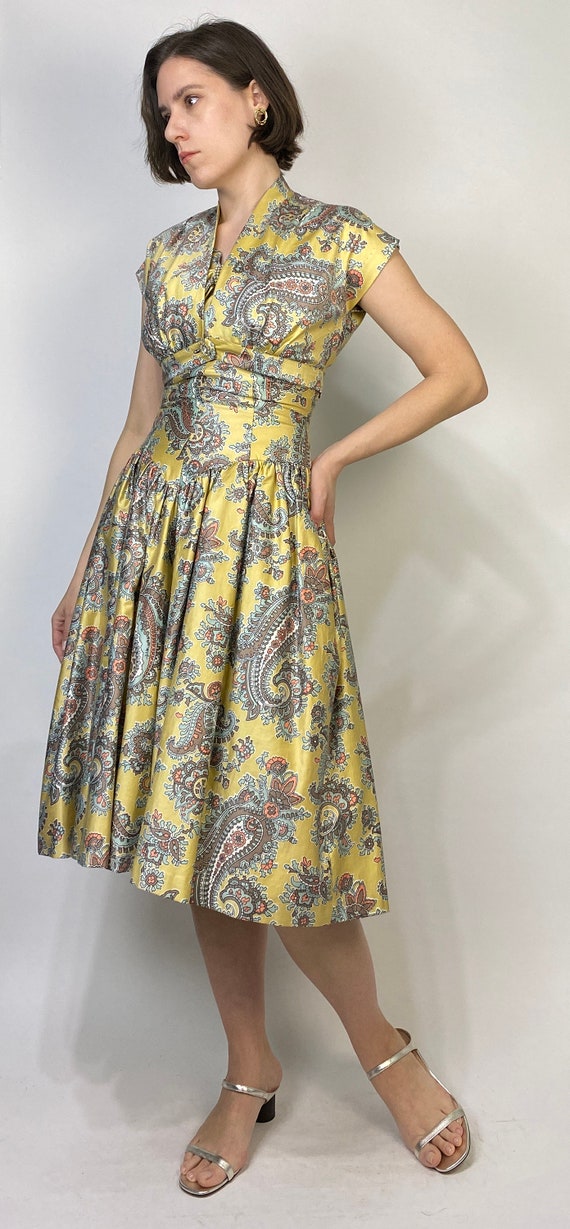Vtg 50s PAISLEY Dress & BOLERO Set! Small to Medi… - image 10