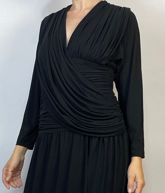 Vtg 80s ELEGANT DRAPED Dress! Medium - image 2