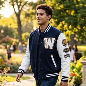 Custom Letterman Jacket Personalized Varsity Bomber with Name Logo Chenille Patches College Sports Coat