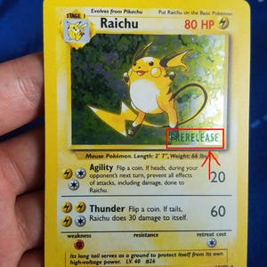 Galaxy Star Holo)  (Pre-release)  Raichu Pokemon card base set 14/102