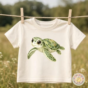 Cute Sea Turtle Kids Shirt, Watercolor Loggerhead Turtle Toddler Tee, Ocean Animal T-Shirt, Beach Lover Gift for Boys and Girls