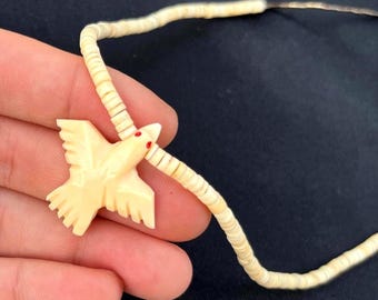 Heishi Necklace with Thunderbird Pendant | Bone or Shell Beads | Southwestern Jewelry