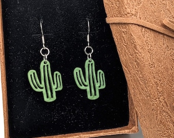 Charming Cactus Southwestern Minimalist Earrings | Gift for Cactus Lover | Green Cactus Earring with Gift Box | Desert Style Boho Gift
