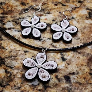 Quilled Paper Necklace & Earring Set Quilling Paper Jewelry - Etsy