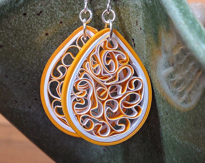 Orange Peel Earrings Lightweight 100 Paper Handmade Paper Etsy