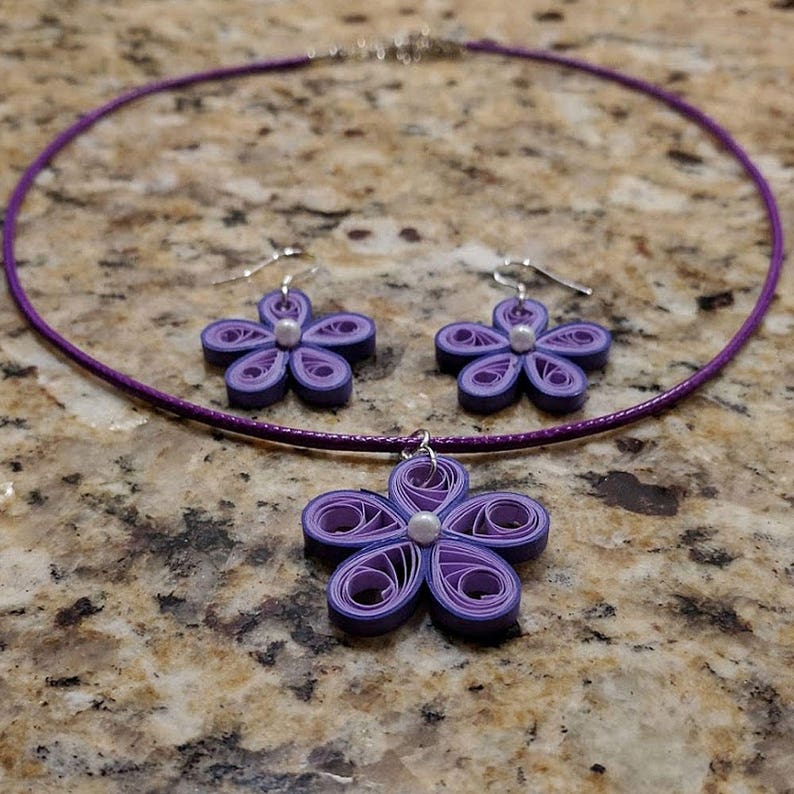 Quilled Paper Necklace & Earring Set Quilling Paper Jewelry Etsy