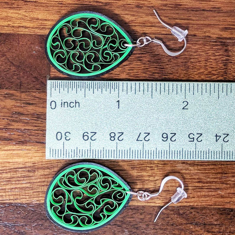 Bright Green Paper Quilling Earrings First Paper Etsy