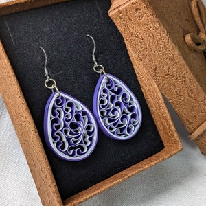 New York University Colors Paper Quilling Honeycomb Earrings | NYU Violets Fan Handmade Gift | NYU Graduation / Alumni Gift | NYU Apparel
