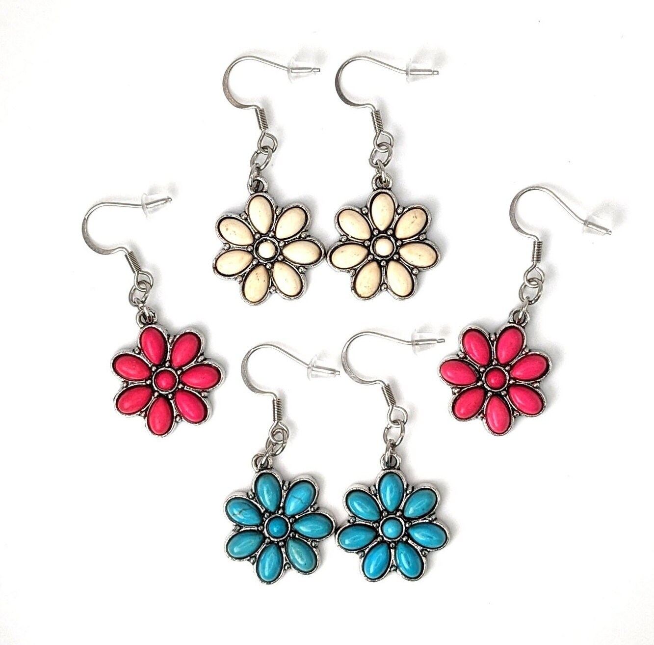 Southwestern Flower Earrings in Multiple Colors | Cream