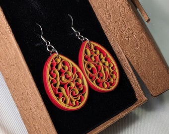San Francisco 49ers Paper Quilling Earrings | Superbowl LVIII 2024 Team | San Francisco 49ers Apparel | Red & Metallic Gold Super Bowl