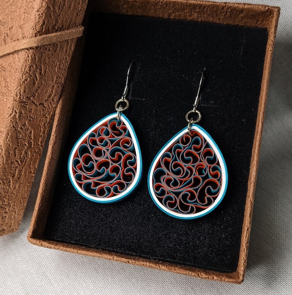 Miami Dolphins Team Colors Paper Quilling Honeycomb Earrings