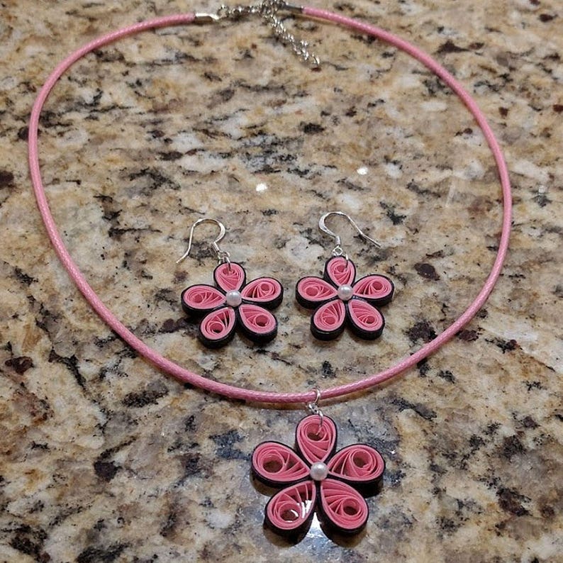 Quilled Paper Necklace & Earring Set Quilling Paper Jewelry Etsy