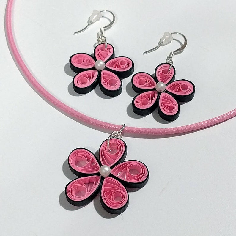 Quilled Paper Necklace & Earring Set Quilling Paper Jewelry Etsy