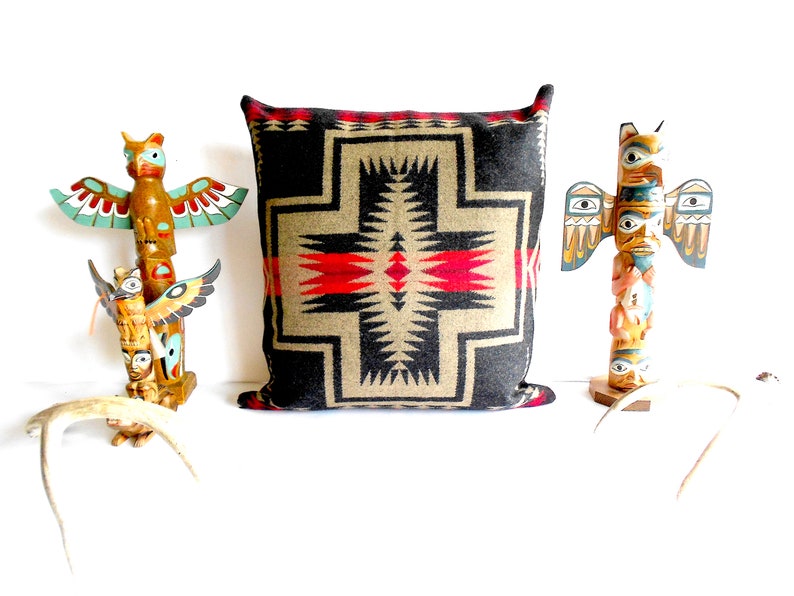 Harding American Heritage X Portland Woolen Mill Throw Pillow featuring Native American Indian Chief on his War Pony